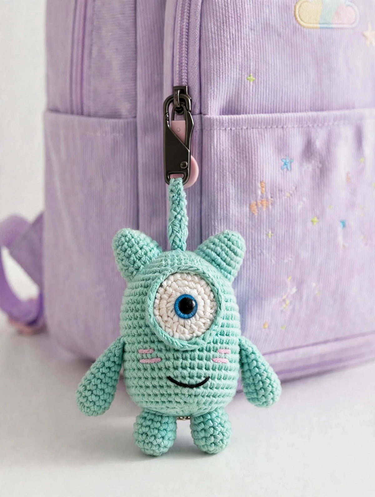 Minty Monster Crochet Key & Bag Charm
